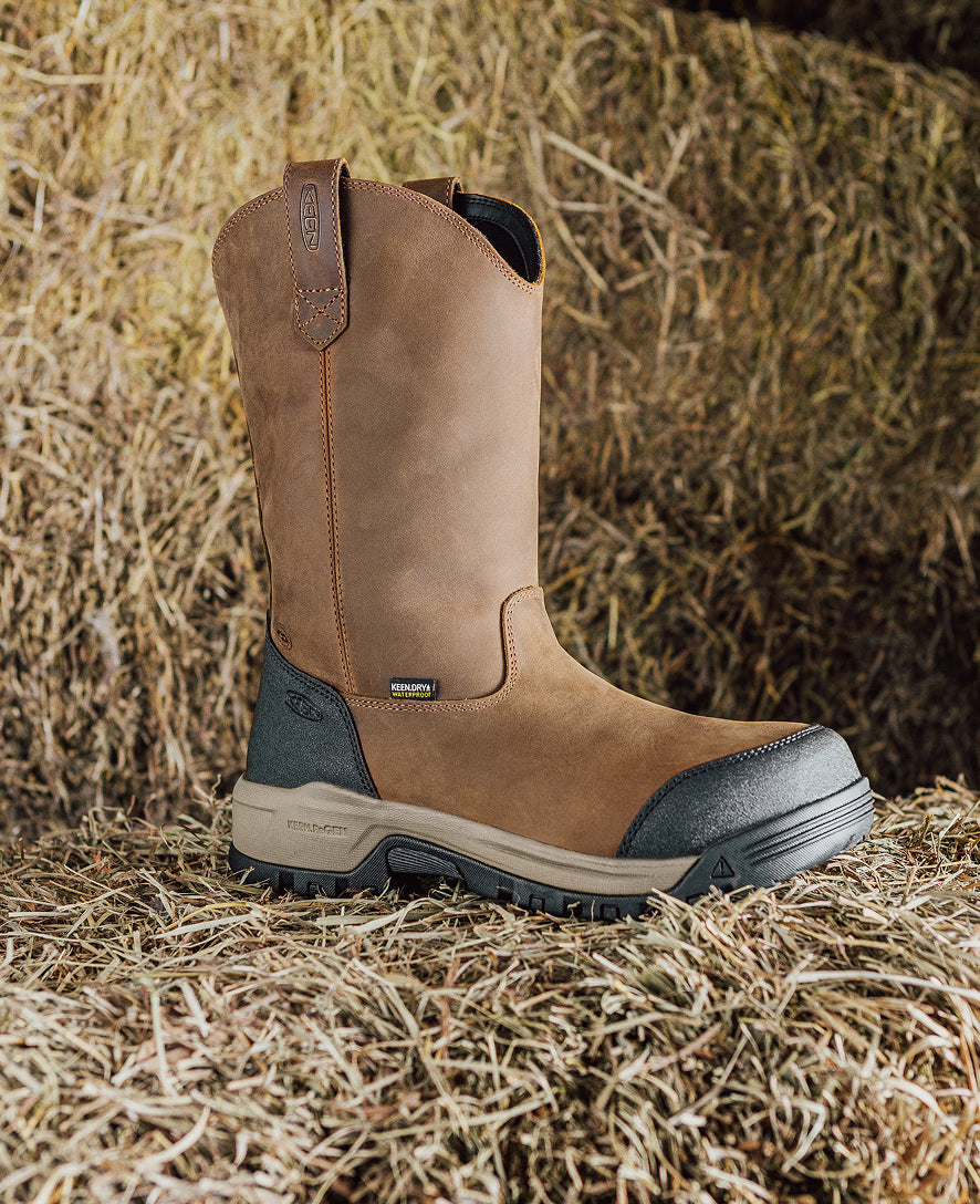 Men's Evanston Pull-On Waterproof Boot (Soft Toe) Bison/Black / Keen / Men's